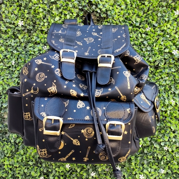 NEW gold and black Sailor Moon anime backpack bag - Picture 1 of 8